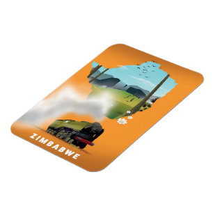 Magnet Flexible Carte du Zimbabwe affiche illustrée