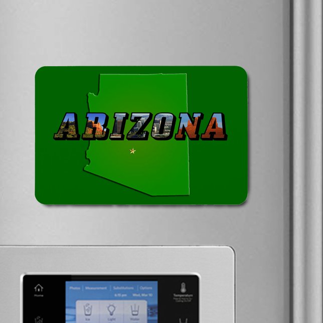 Magnet Flexible Carte et texte de l'image de l'Arizona (Arizona Map and Picture Text Flexible Magnet)