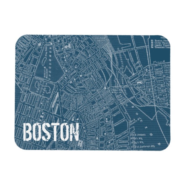 Magnet Flexible Carte graphique de Boston (Horizontal)