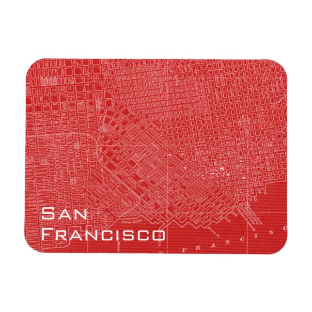 Magnet Flexible Carte graphique de San Francisco (Horizontal)