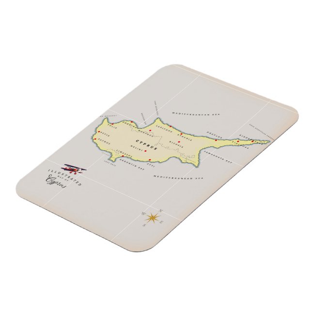 Magnet Flexible Carte illustrée de Chypre. (Côté Gauche)