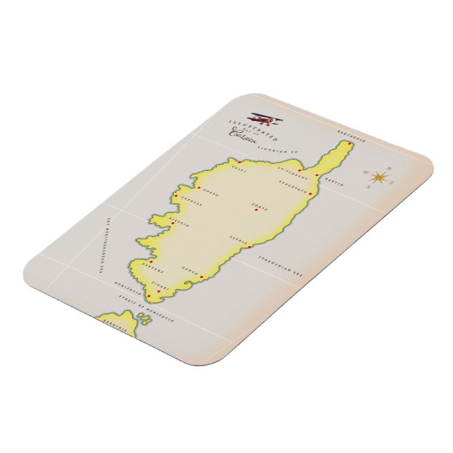 Magnet Flexible Carte illustrée de Corse (Côté Gauche)