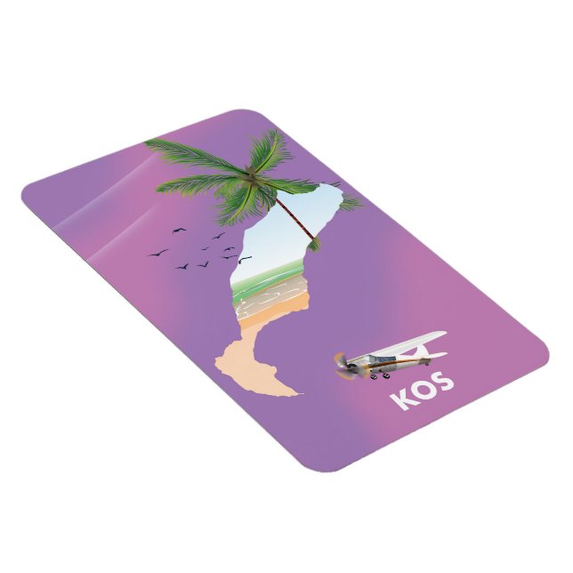Magnet Flexible Carte illustrée de Kos Grèce. (Côté Droit)
