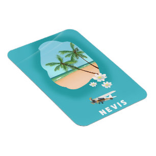 Magnet Flexible Carte illustrée de l'île caraïbe de Nevis.