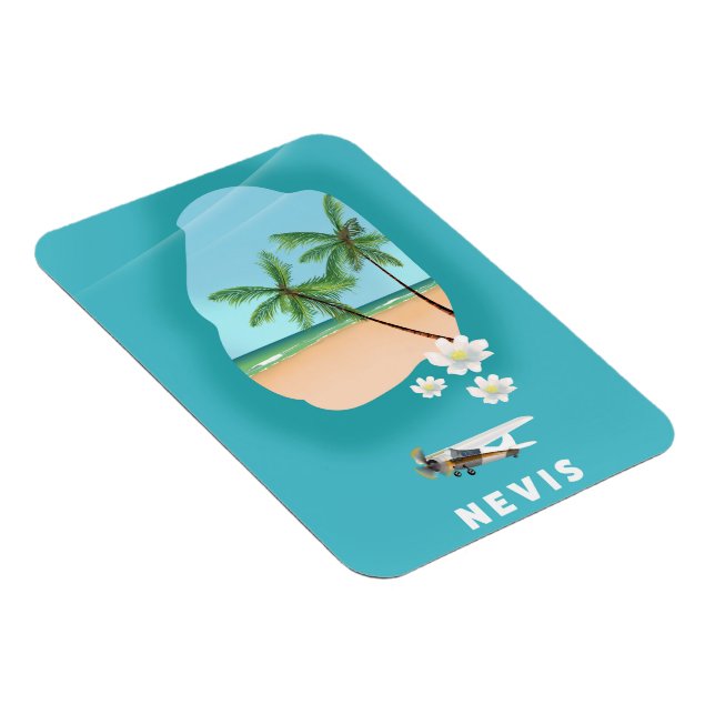 Magnet Flexible Carte illustrée de l'île caraïbe de Nevis. (Côté Droit)
