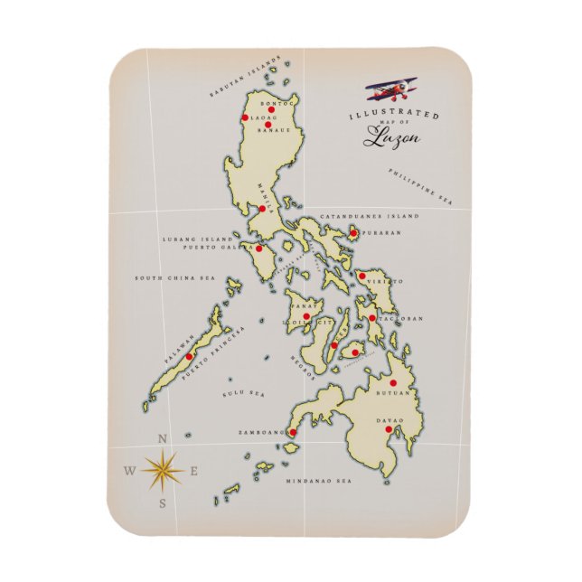 Magnet Flexible Carte illustrée de Luçon carte des Philippines (Vertical)