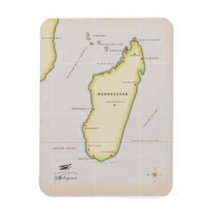 Magnet Flexible Carte illustrée de Madagascar