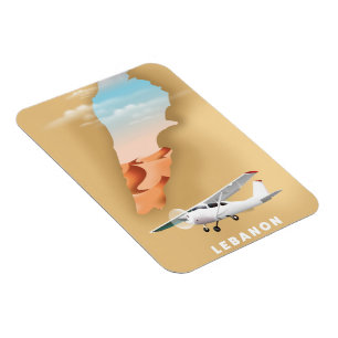 Magnet Flexible Carte illustrée du Liban affiche de voyage
