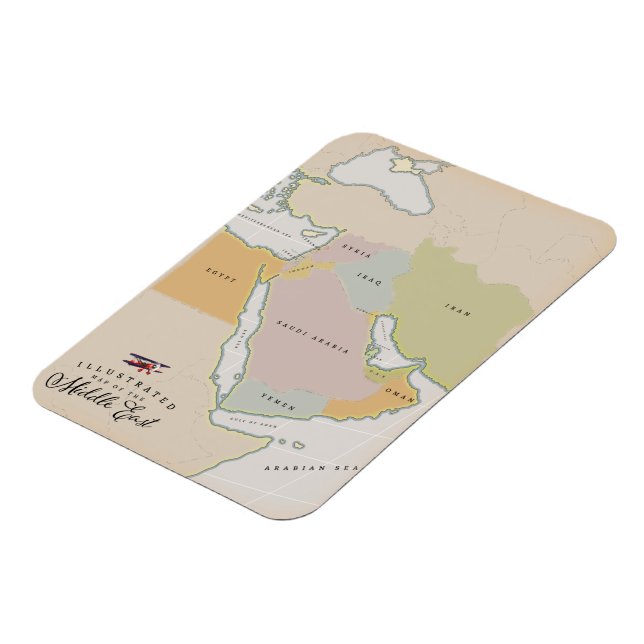 Magnet Flexible Carte illustrée du Moyen-Orient. (Côté Gauche)