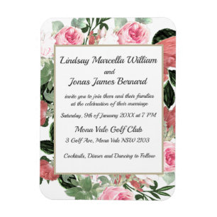 Magnet Flexible Carte magnétique Mariage rose Peach Magnolia Flora