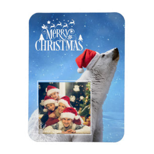 Magnet Flexible Carte magnétique photo de Noël d'ours polaire