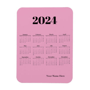 Magnet Flexible Carte magnétique rose pour le calendrier 2024