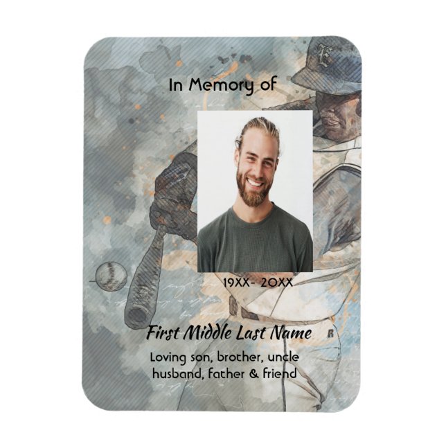 Magnet Flexible Carte mémoire commémorative Baseball Sport (Vertical)