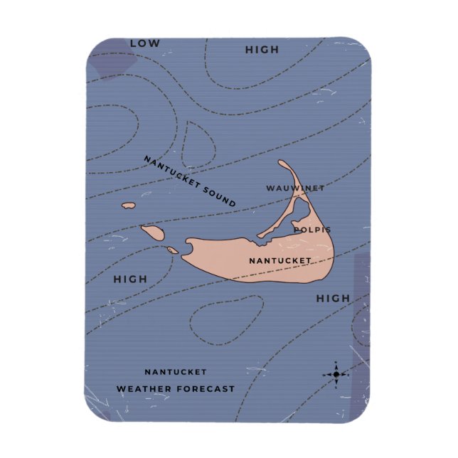 Magnet Flexible Carte météo de Nantucket États-Unis (Vertical)