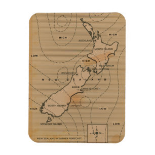 Magnet Flexible Carte météo vintage de Nouvelle-Zélande