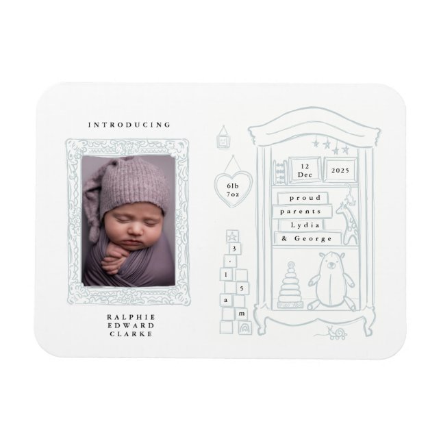 Magnet Flexible Carte photo Faire-part de naissance dessin mignonn (Horizontal)