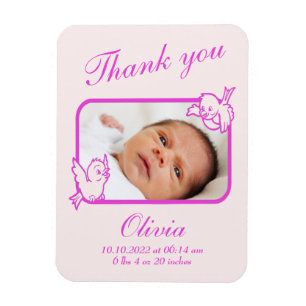 Magnet Flexible carte photo Faire-part de naissance Merci