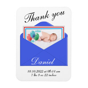 Magnet Flexible carte photo Faire-part de naissance Merci