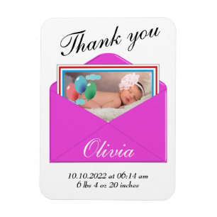 Magnet Flexible carte photo Faire-part de naissance Merci