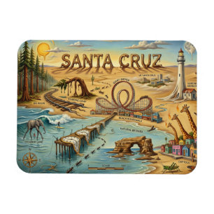 Magnet Flexible Carte pop art de Santa Cruz – Repère côtier audaci