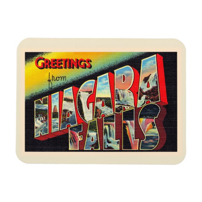 Magnet Flexible Carte postale aux grandes lettres de Niagara Falls (Horizontal)
