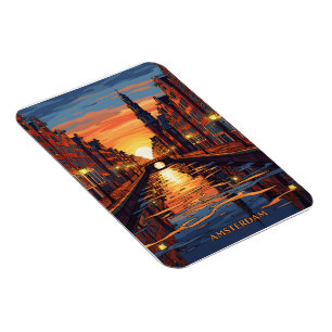 Magnet Flexible Carte postale d'Amsterdam Hollande Voyage Vintage