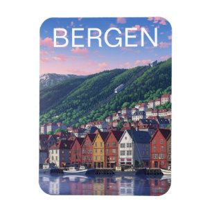 Magnet Flexible Carte postale de Bergen en Norvège