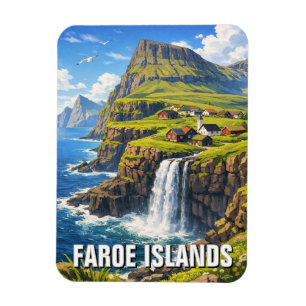 Magnet Flexible Carte postale de la cascade des îles Féroé