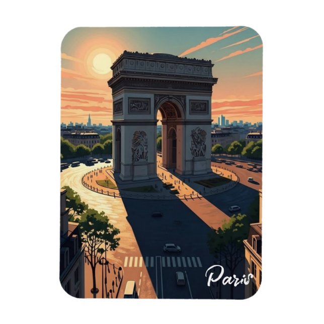 Magnet Flexible Carte postale de l'Arc de Triomphe de Paris (Vertical)