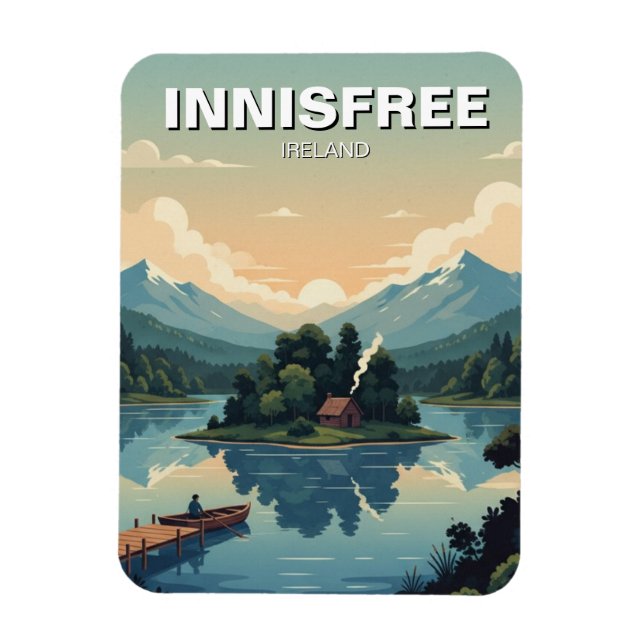 Magnet Flexible Carte postale de l'île du lac d'Innisfree (Vertical)