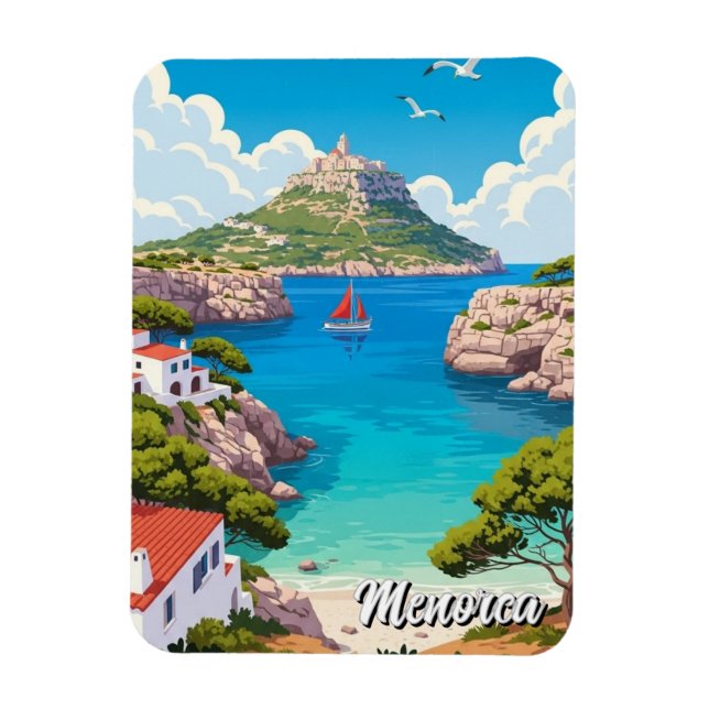 Magnet Flexible Carte postale de Minorque en Espagne (Vertical)