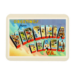 Magnet Flexible Carte postale de Vintage voyage de Virginia Beach