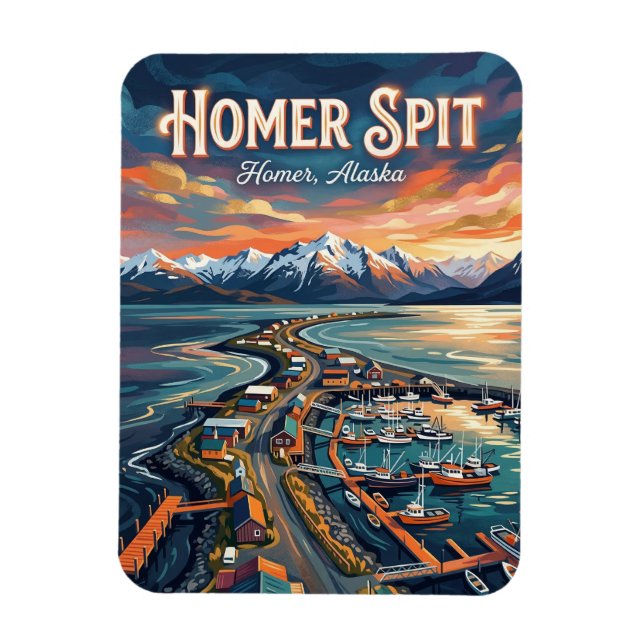 Magnet Flexible Carte postale d'Homer Spit en Alaska (Vertical)