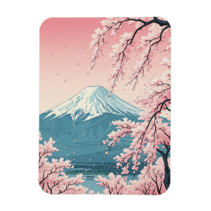 Magnet Flexible Carte postale du Japon Mont Fuji Fujisan Cerisiers