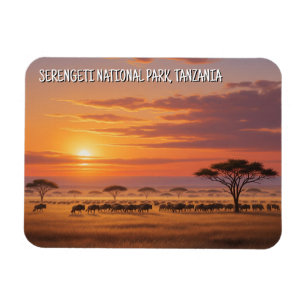 Magnet Flexible Carte postale du Parc national du Serengeti en Tan