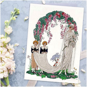 Magnet Flexible Carte postale Mariée Art déco
