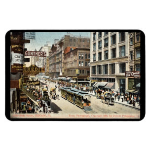 Magnet Flexible Carte postale State St Chicago IL Vintage 1905
