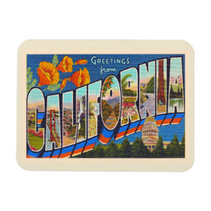 Magnet Flexible Carte postale Vintage aux grandes lettres de Calif