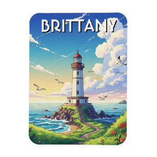 Magnet Flexible Carte postale vintage de phare de Bretagne France
