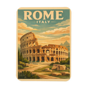 Magnet Flexible Carte postale vintage de voyage Colisée Rome Itali