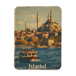 Magnet Flexible Carte postale Vintage du Bosphore d'Istanbul