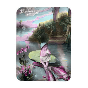 Magnet Flexible Carte postale vintage French April Fool