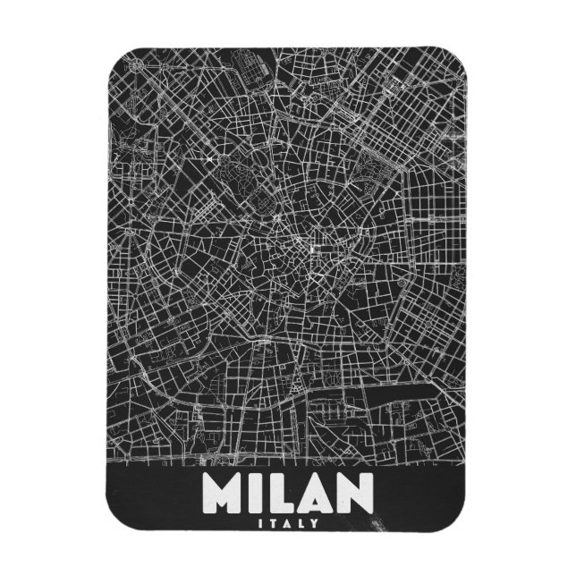 Magnet Flexible Carte Rétro de Milan Italie (Vertical)