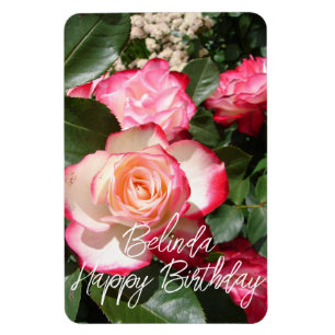 Magnet Flexible Carte Rose de fleurs Roses rouge et blanc