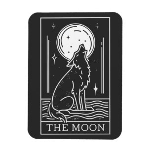 Magnet Flexible Carte Tarot Le Loup Lune hurlant
