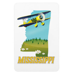 Magnet Flexible Carte Vintage du Mississippi imprimé de l'affiche