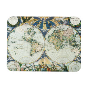 Magnet Flexible Carte vintage du Vieux Monde par Pieter Goos, 1666