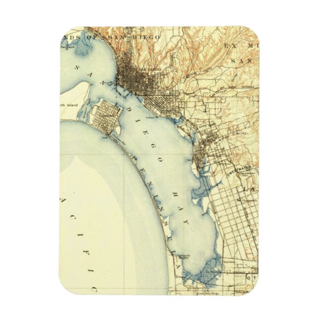 Magnet Flexible Carte Vintage San Diego (Vertical)