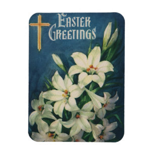 Magnet Flexible Cartes de vœux de Pâques religieuses vintage, fleu