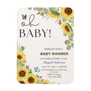 Magnet Flexible Cartes d'invitation pour Baby Shower Fille Thème F